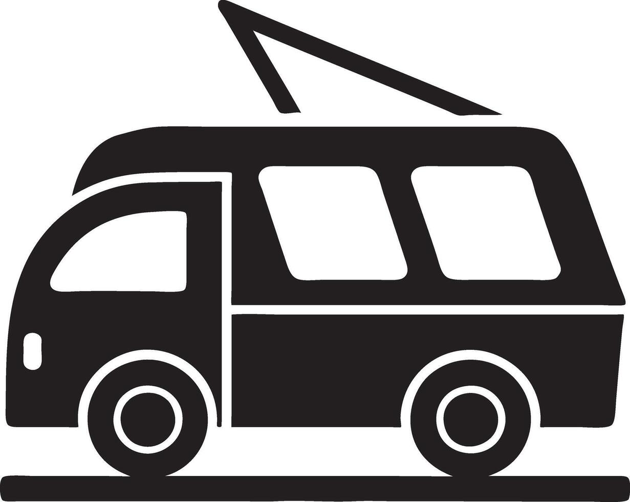 Silhouette icon of microbus vector