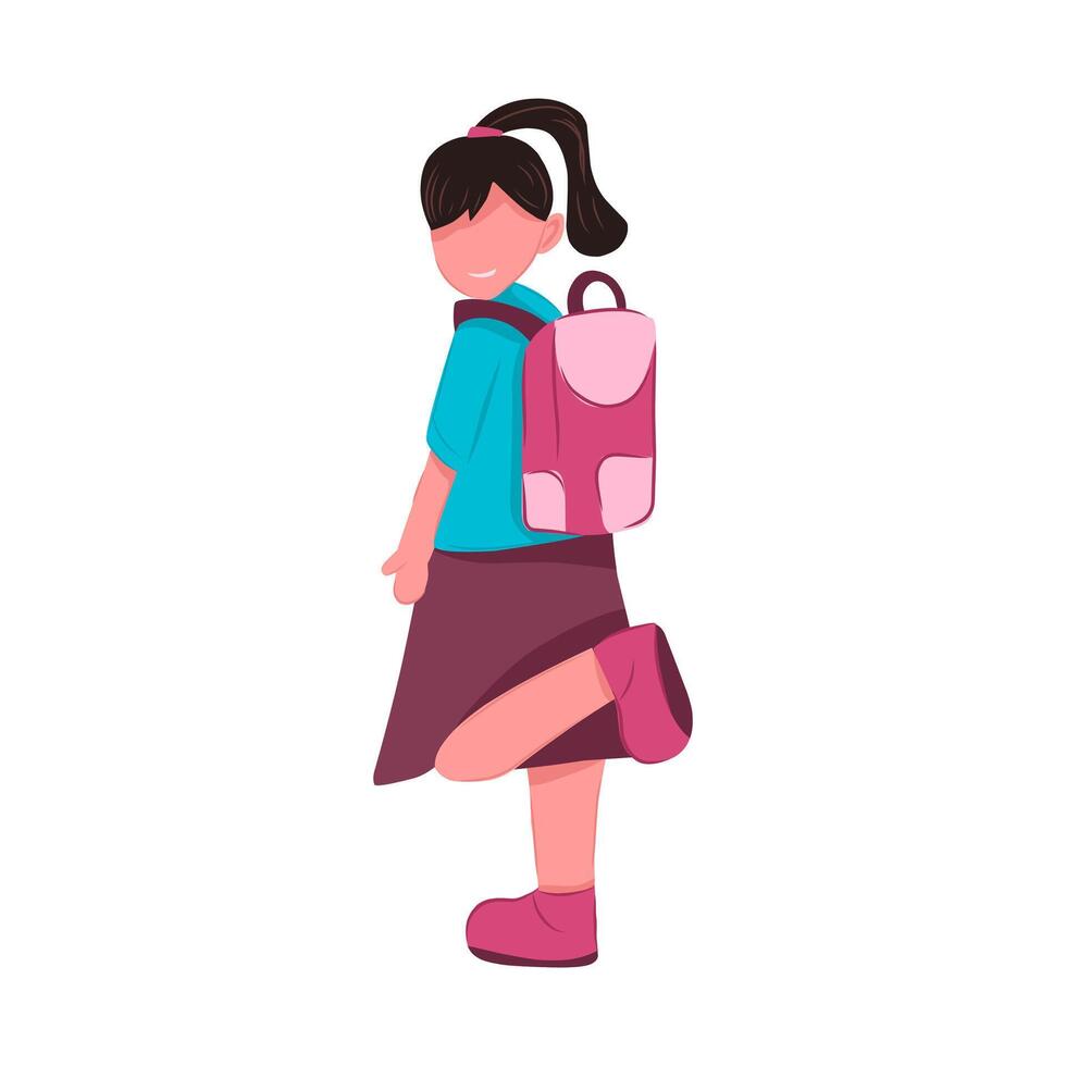 Illustration of cute little girl going to school wearing a backpack vector