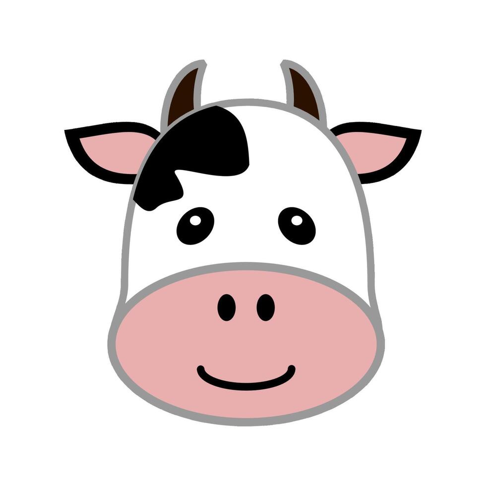 Happy Cow Cartoon Face Art vector