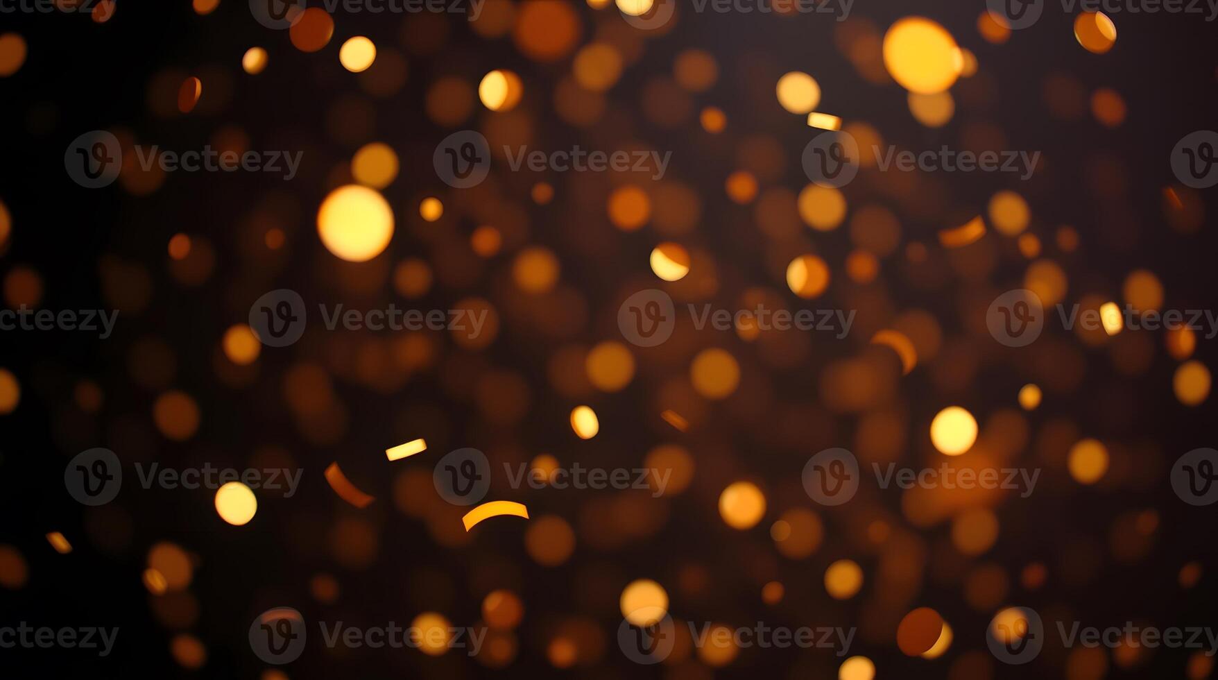 Golden lights on a black background photo