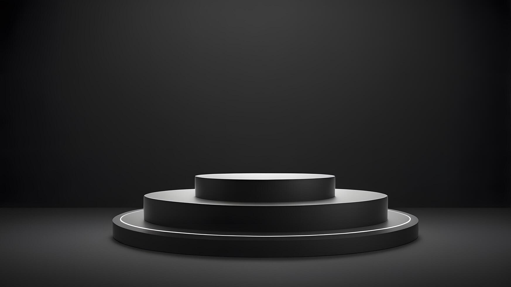 Black podium with a black background photo