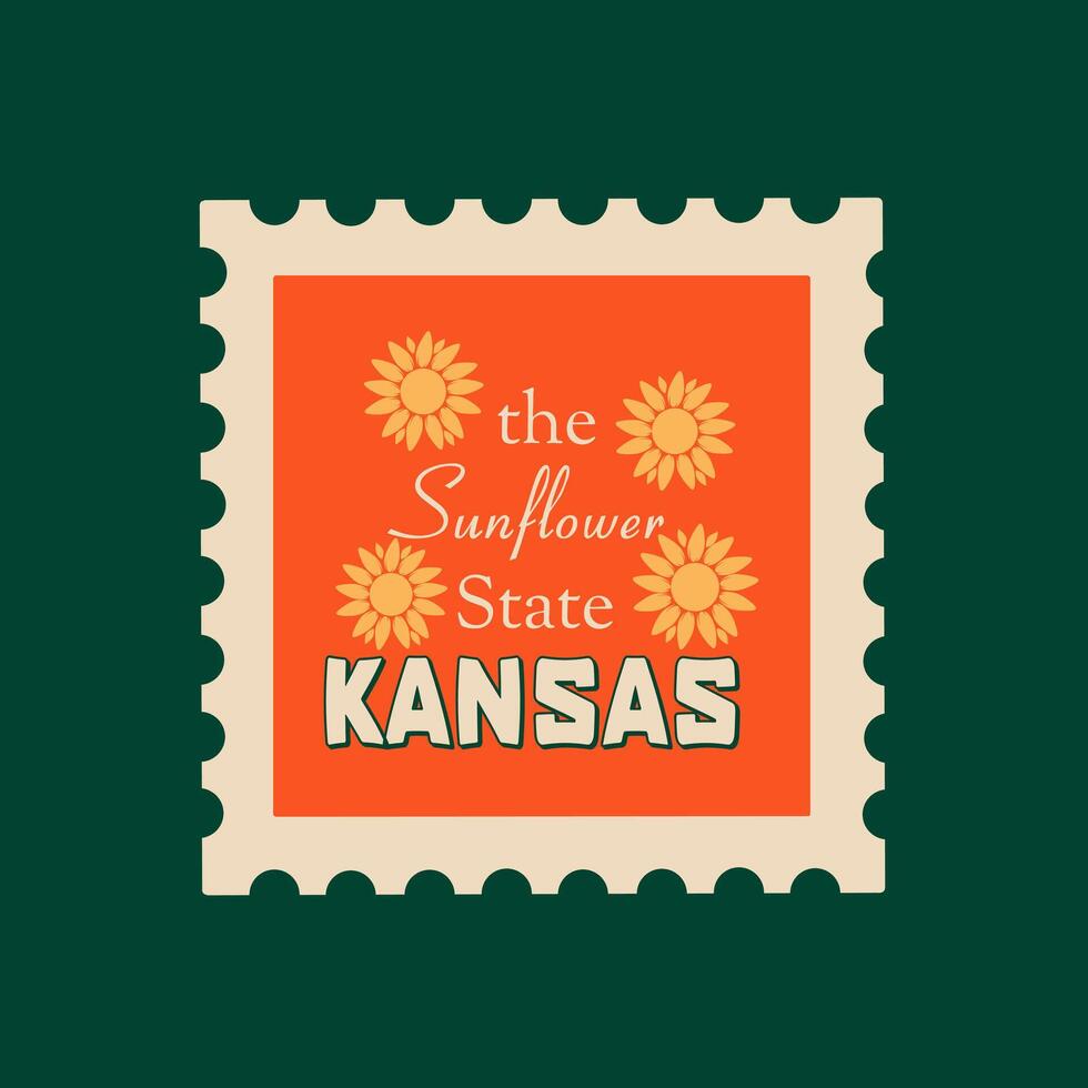 Kansas The Sunflower State in Stamp Design vector
