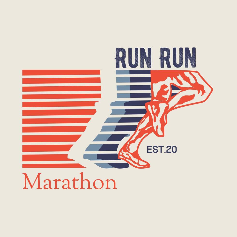 Dynamic Marathon Logo with Running Theme in Vintage Style vector