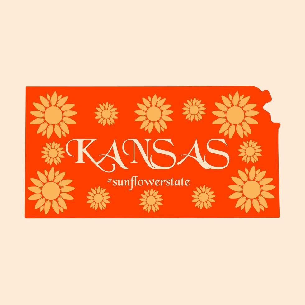 Kansas Sunflower State Floral Design Perfect for Print, Apparel, Sticker, etc vector