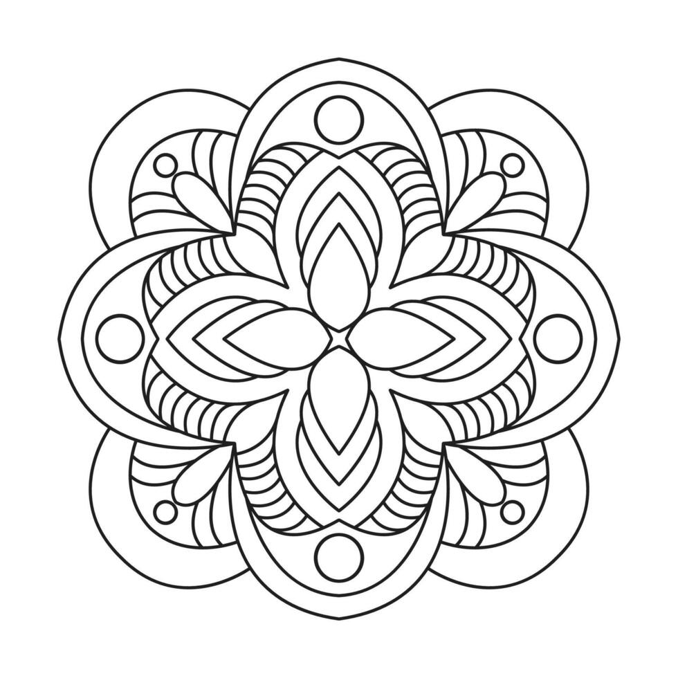 Oriental mandala design Book Page Outline. vector