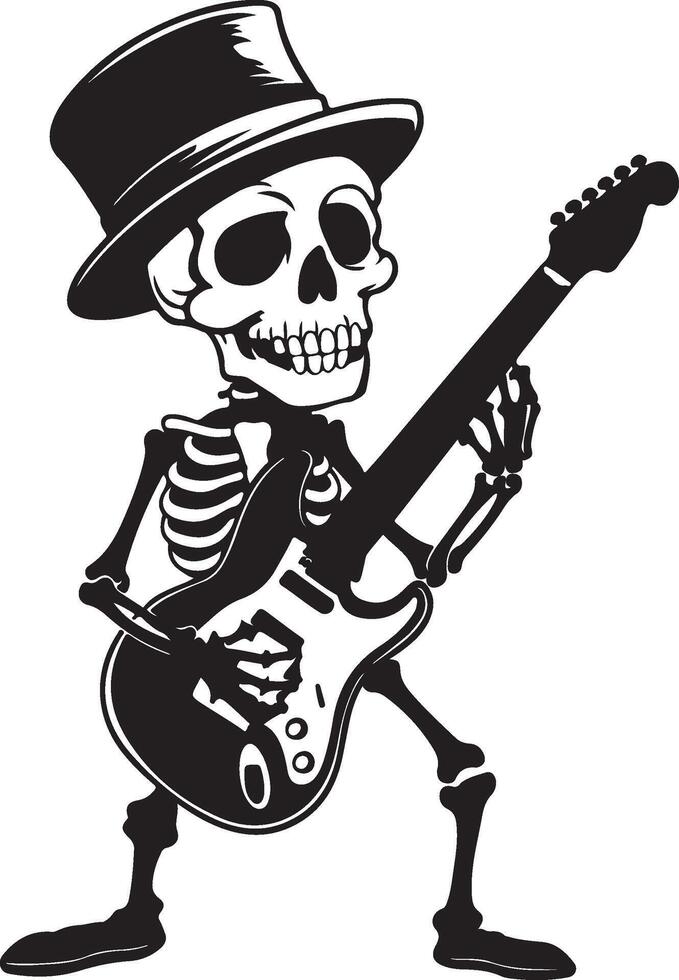 skeleton playing guitar on white background vector