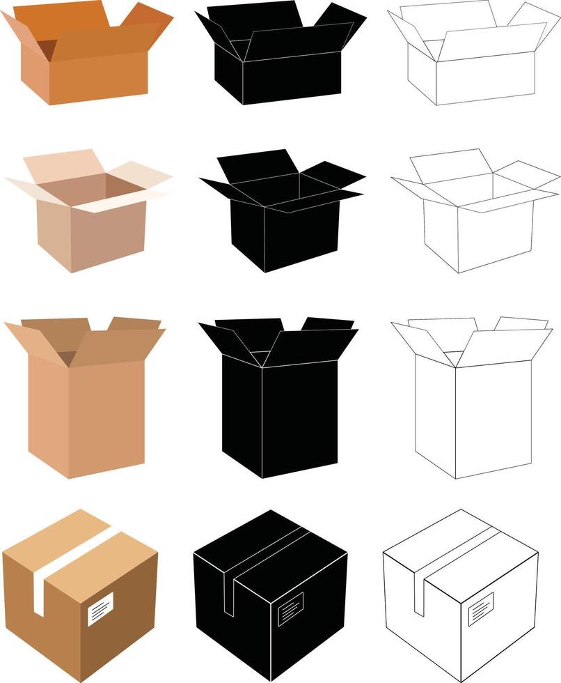 Various boxes and boxes on a white background vector