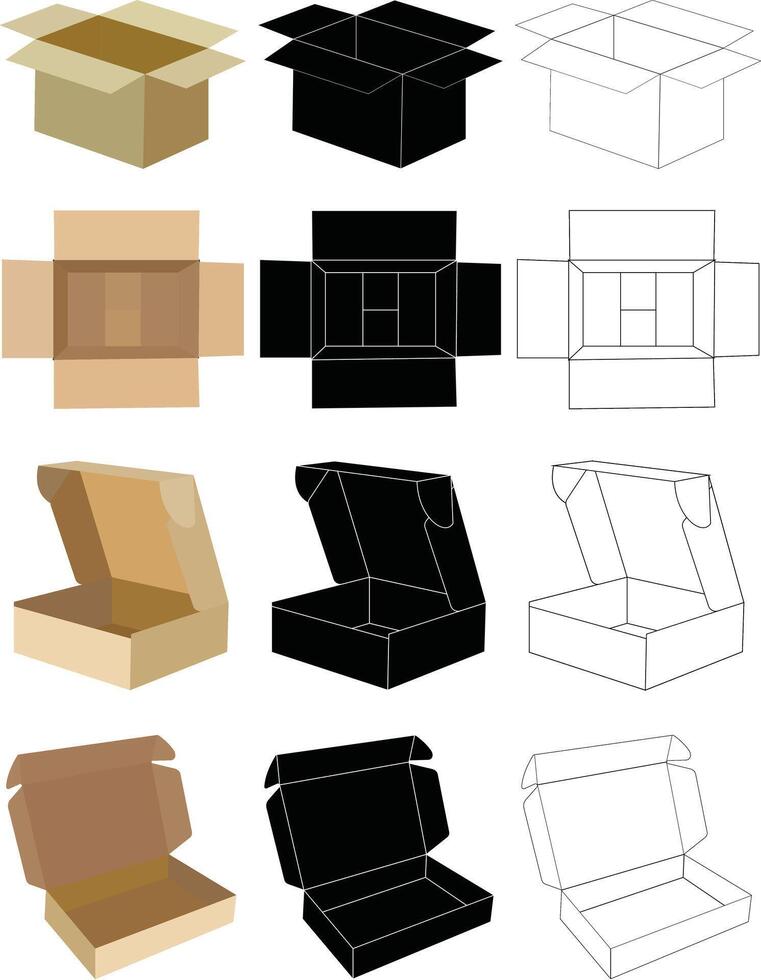 Open cardboard box illustration vector