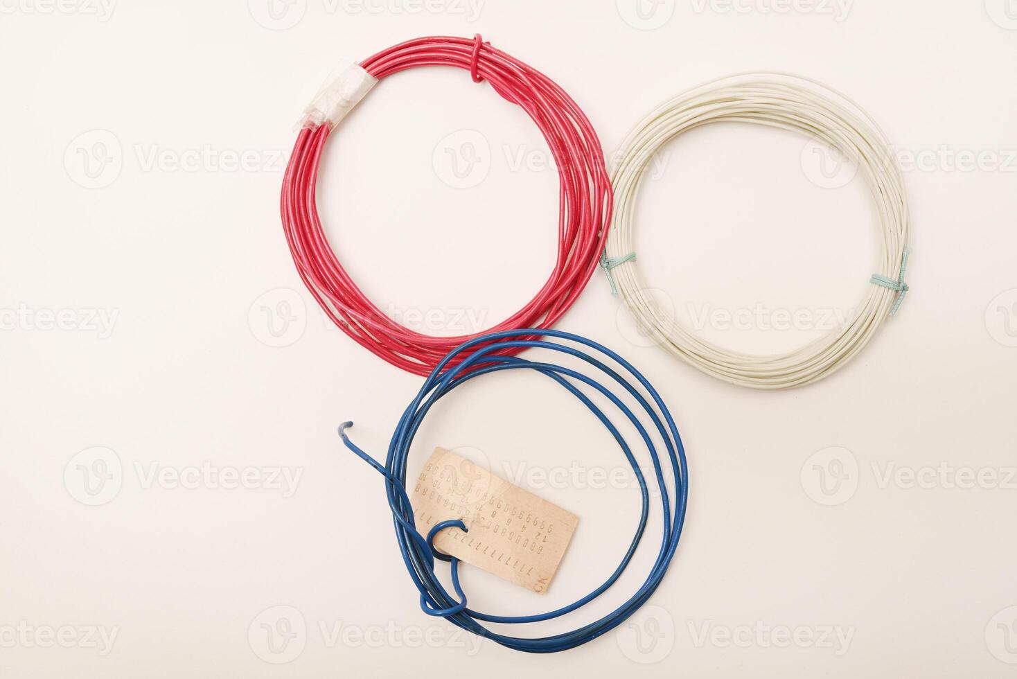 Coils of multicolored wires for electronics. Wires for devices. photo