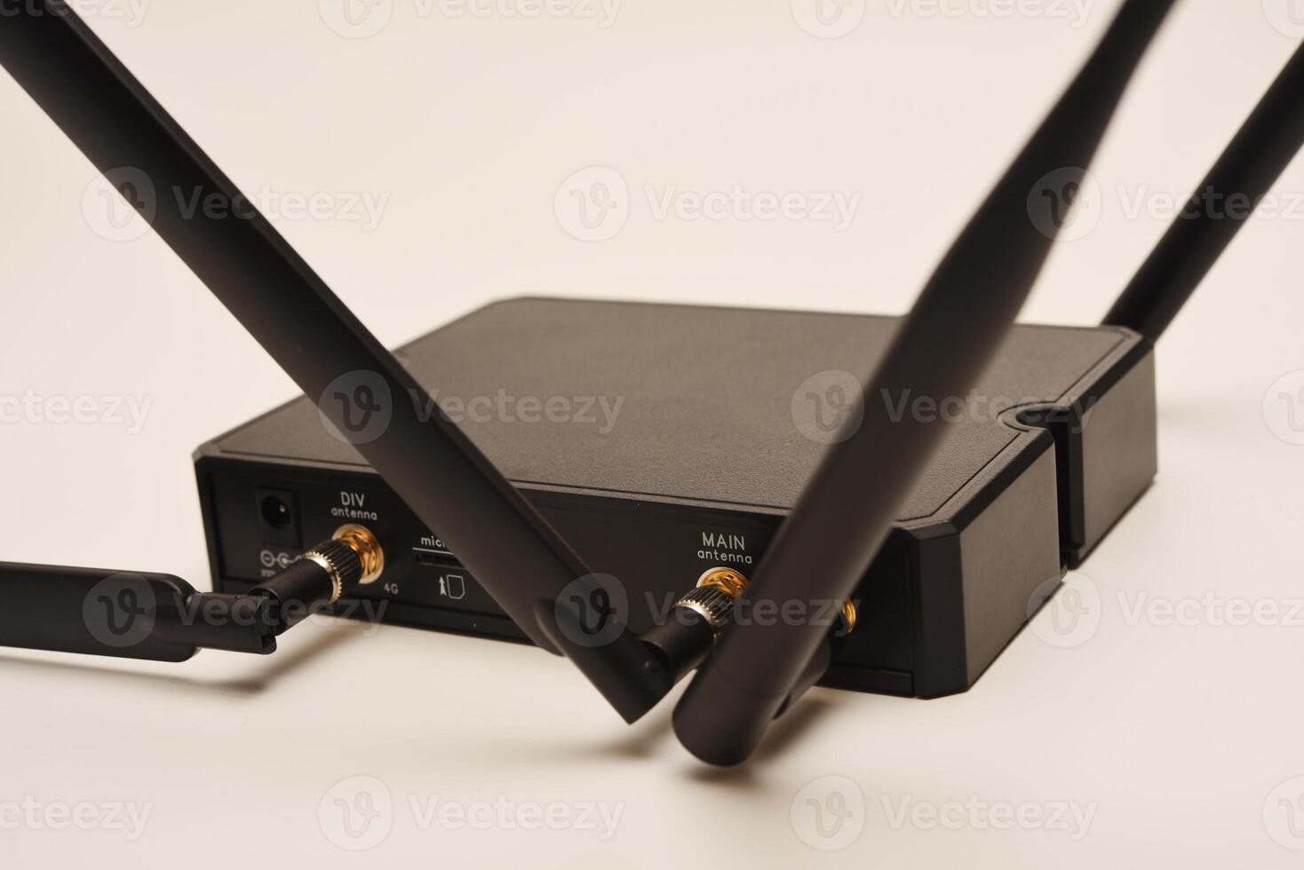 GSM modem. An Internet station with a SIM card. A black router on a white background. photo