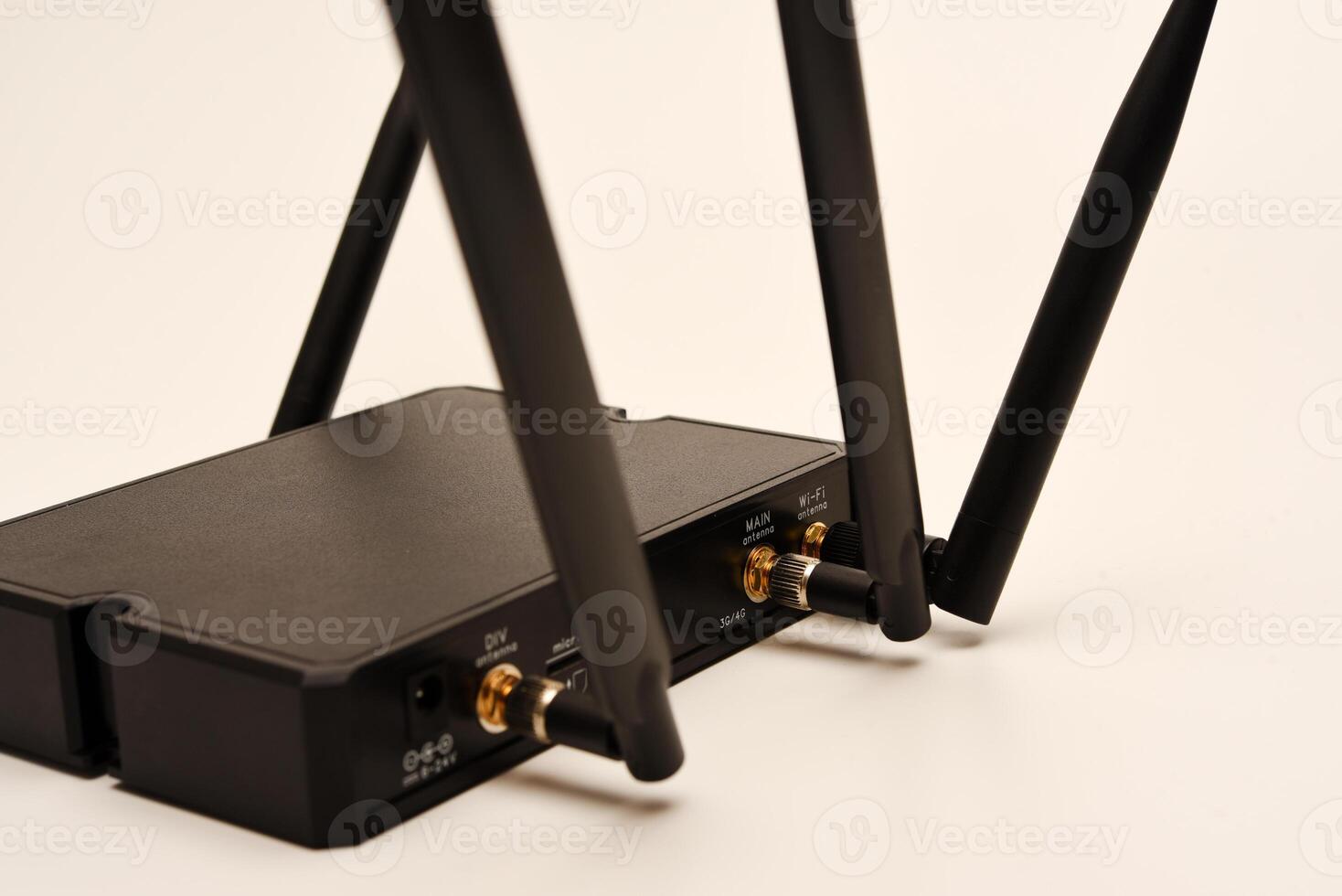 GSM modem. An Internet station with a SIM card. A black router on a white background. photo