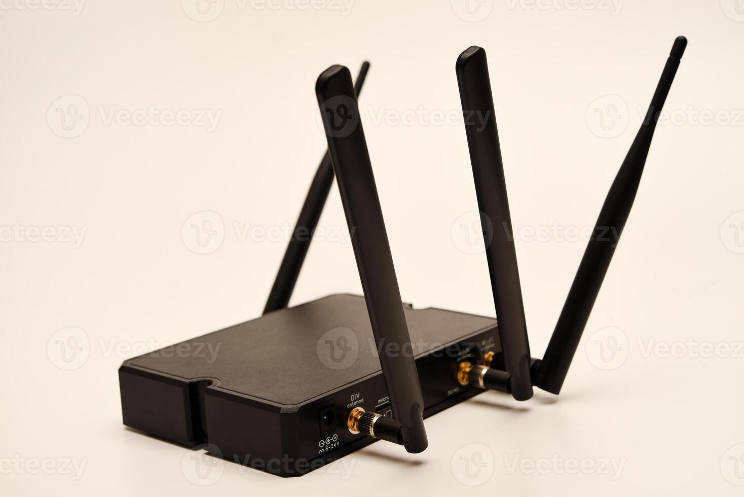 GSM modem. An Internet station with a SIM card. A black router on a white background. photo