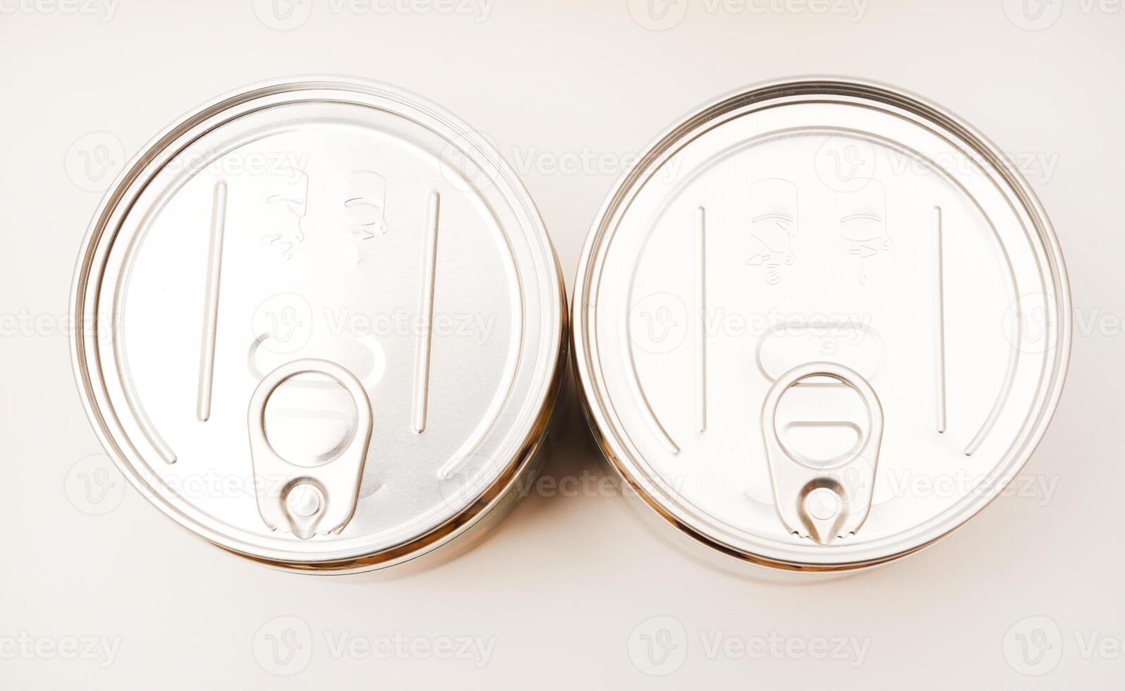 Two cans top view. Aluminum can lids. photo