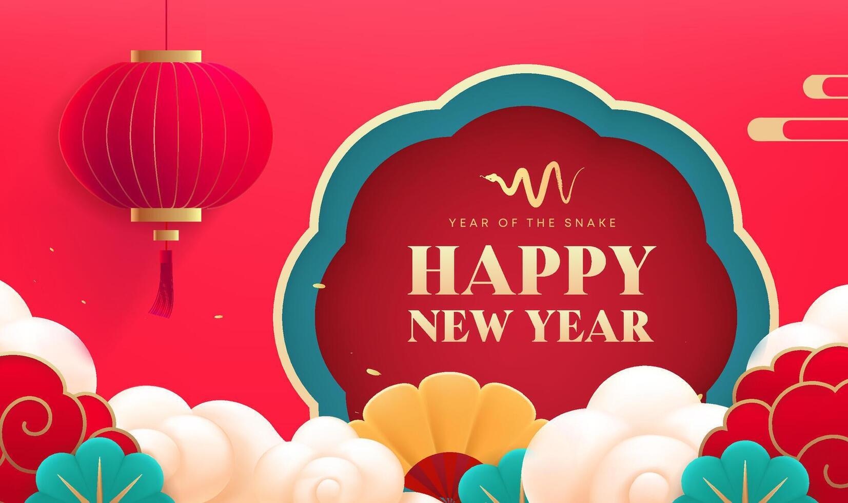 Spring Festival background design red lanterns and auspicious clouds vector