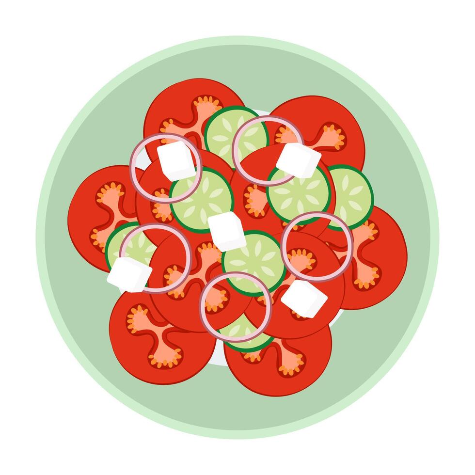 Flat Illustrated Breakfast, Salad and Light Meals. vector