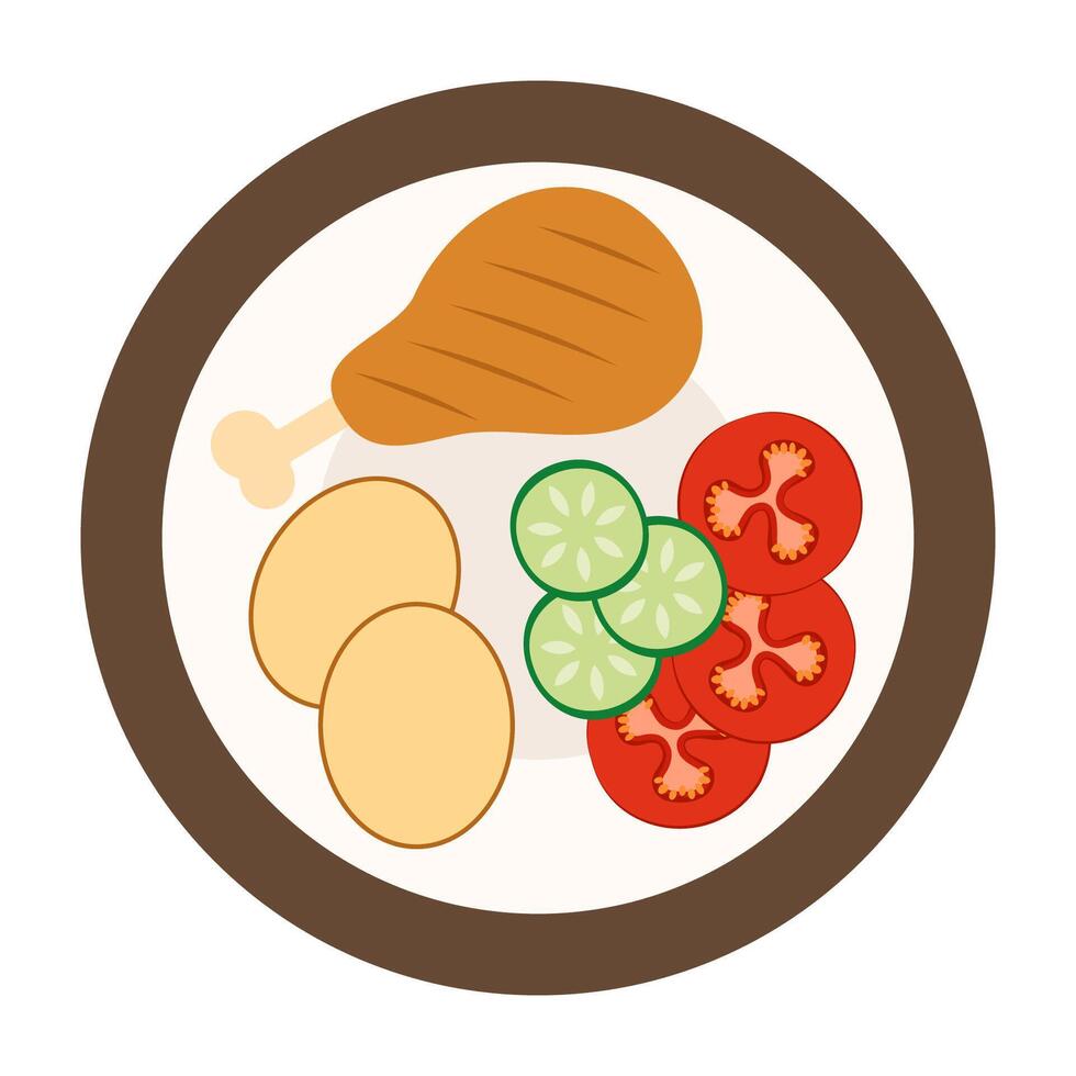 Flat Illustrated Breakfast and Snack Dishes. vector