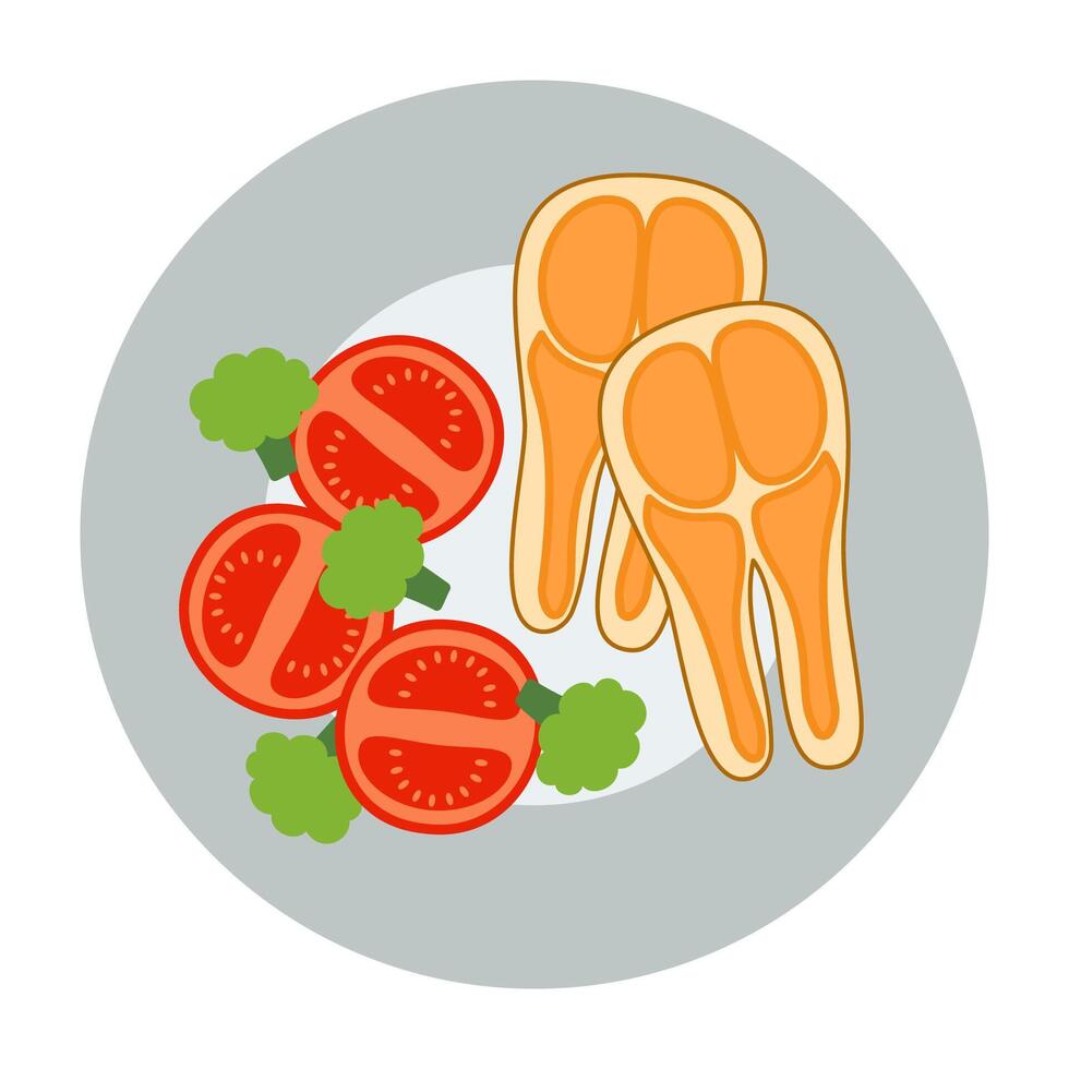 Flat Illustrated Breakfast, Salad and Light Meals. vector