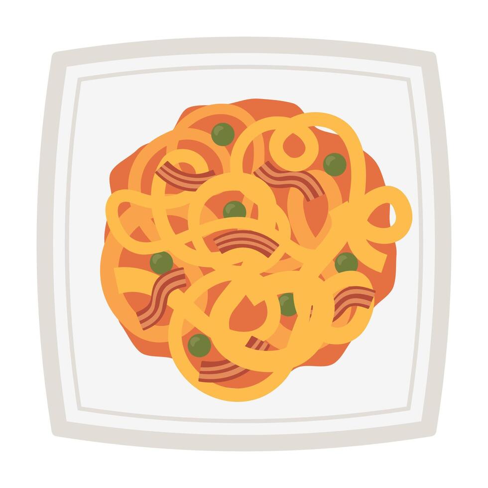 Flat Illustrated Pasta and Salad Combinations. vector
