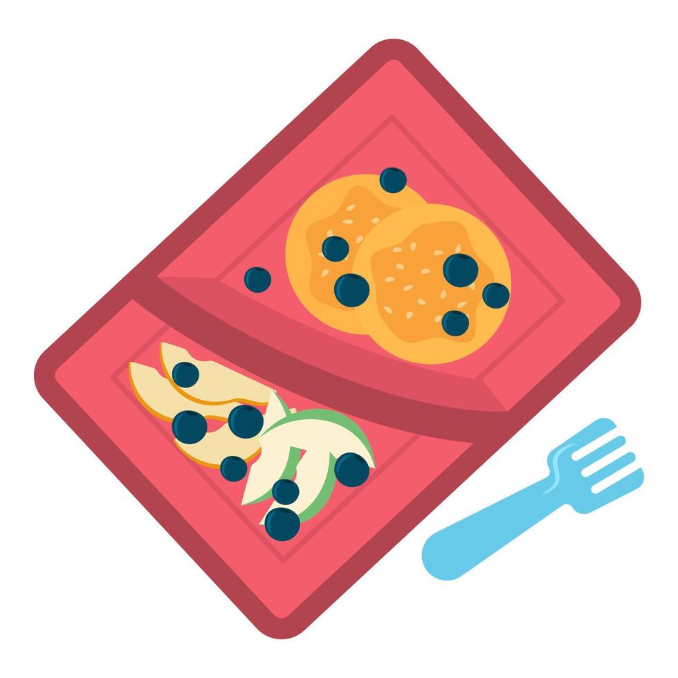 Flat Illustrated Meal Trays and Plates. vector