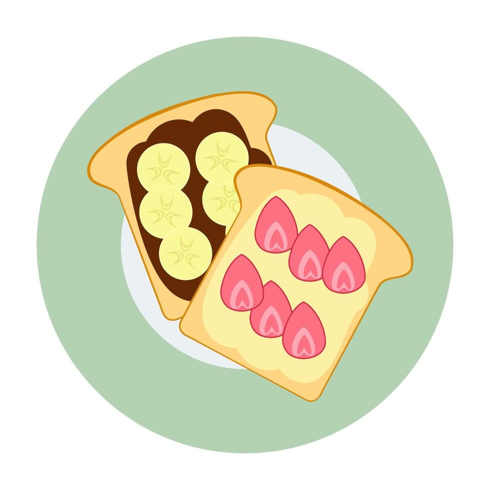 Flat Illustrated Breakfast and Snack Dishes. vector