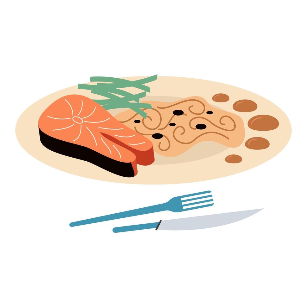 Flat Illustrated Meal Dishes. vector