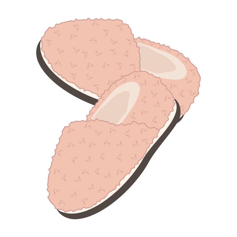 Warm colorful furry slippers drawing for women and kids vector