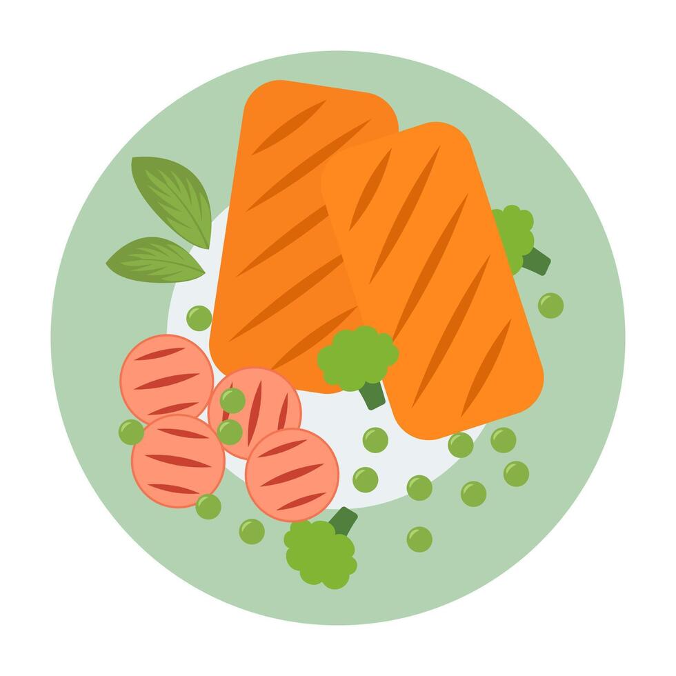 Flat Illustrated Breakfast, Salad and Light Meals. vector