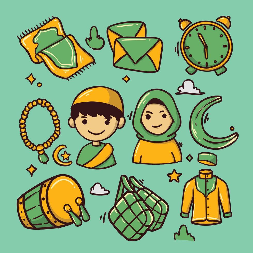 Cute Ramadan element hand drawn illustration vector