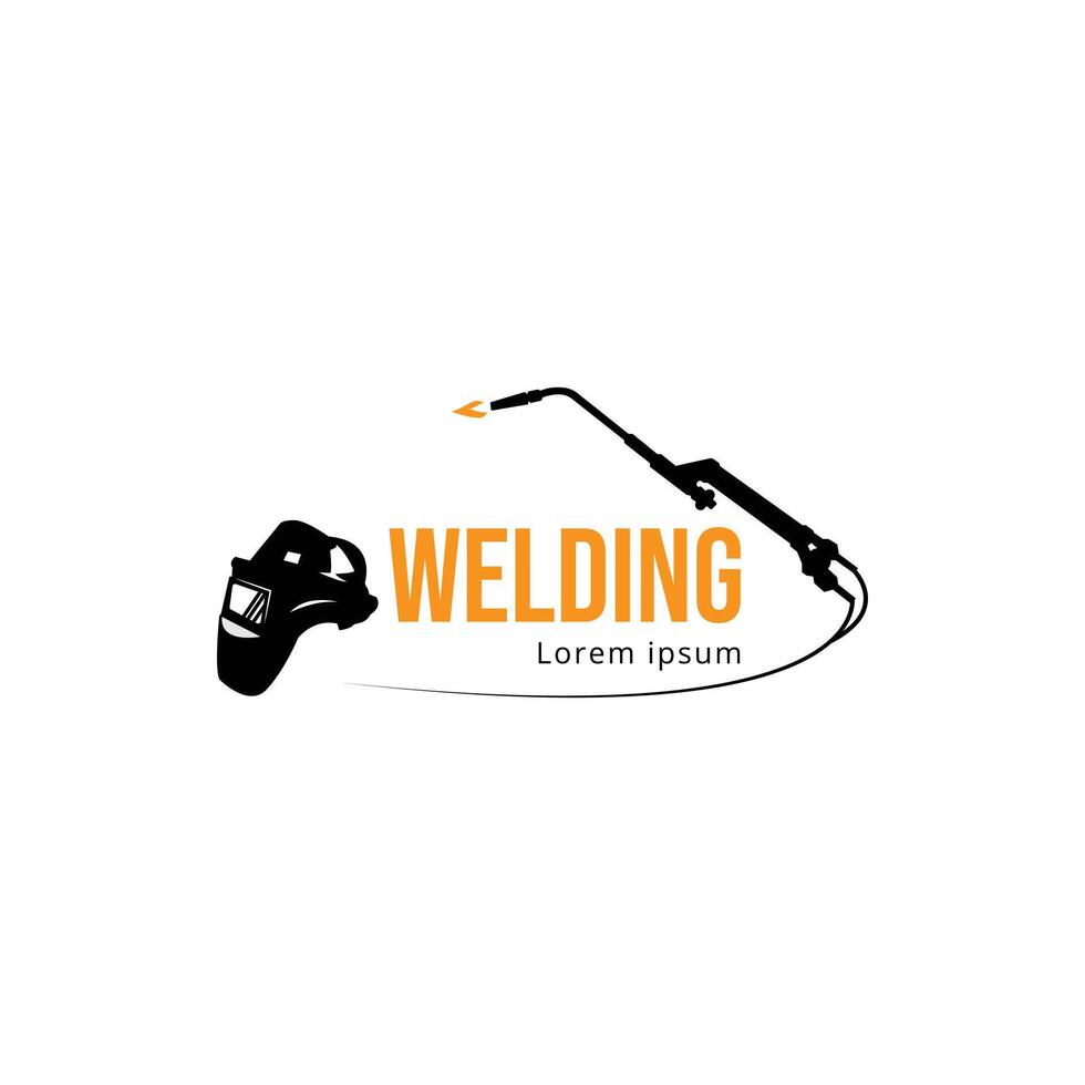 Welder logo design. with welding mask icon, welding job. vector
