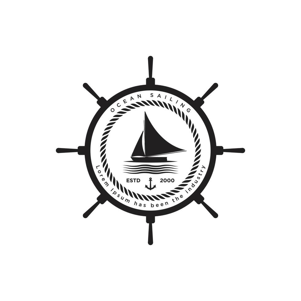 Ship logo ocean design template vector