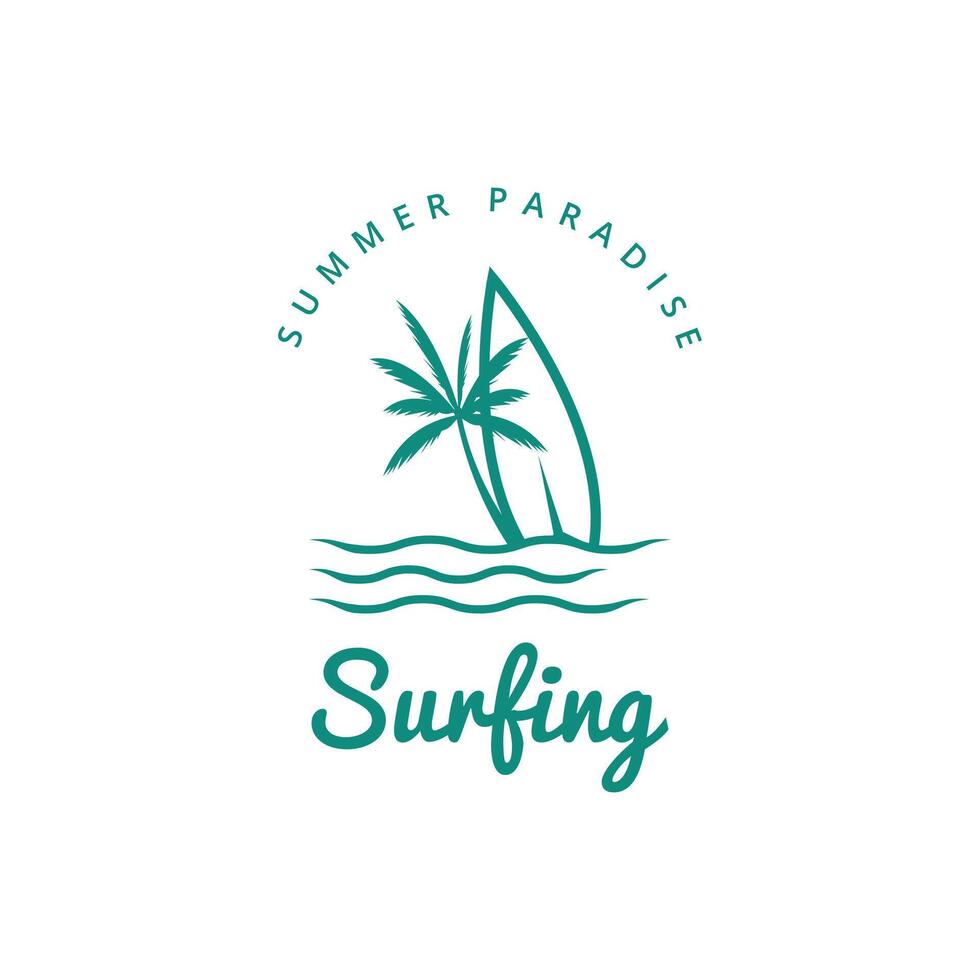 surfing beach logo illustration template icon design. vector
