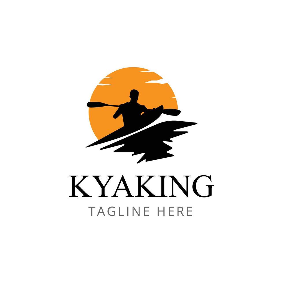 Kayaking sport logo design template vector