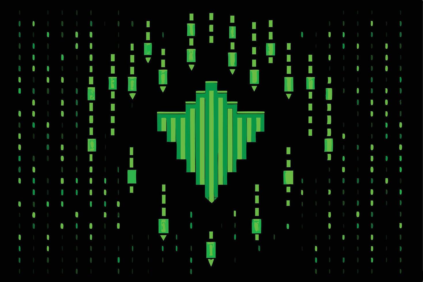 Futuristic Green Data Visualization Pattern on Black Background. vector
