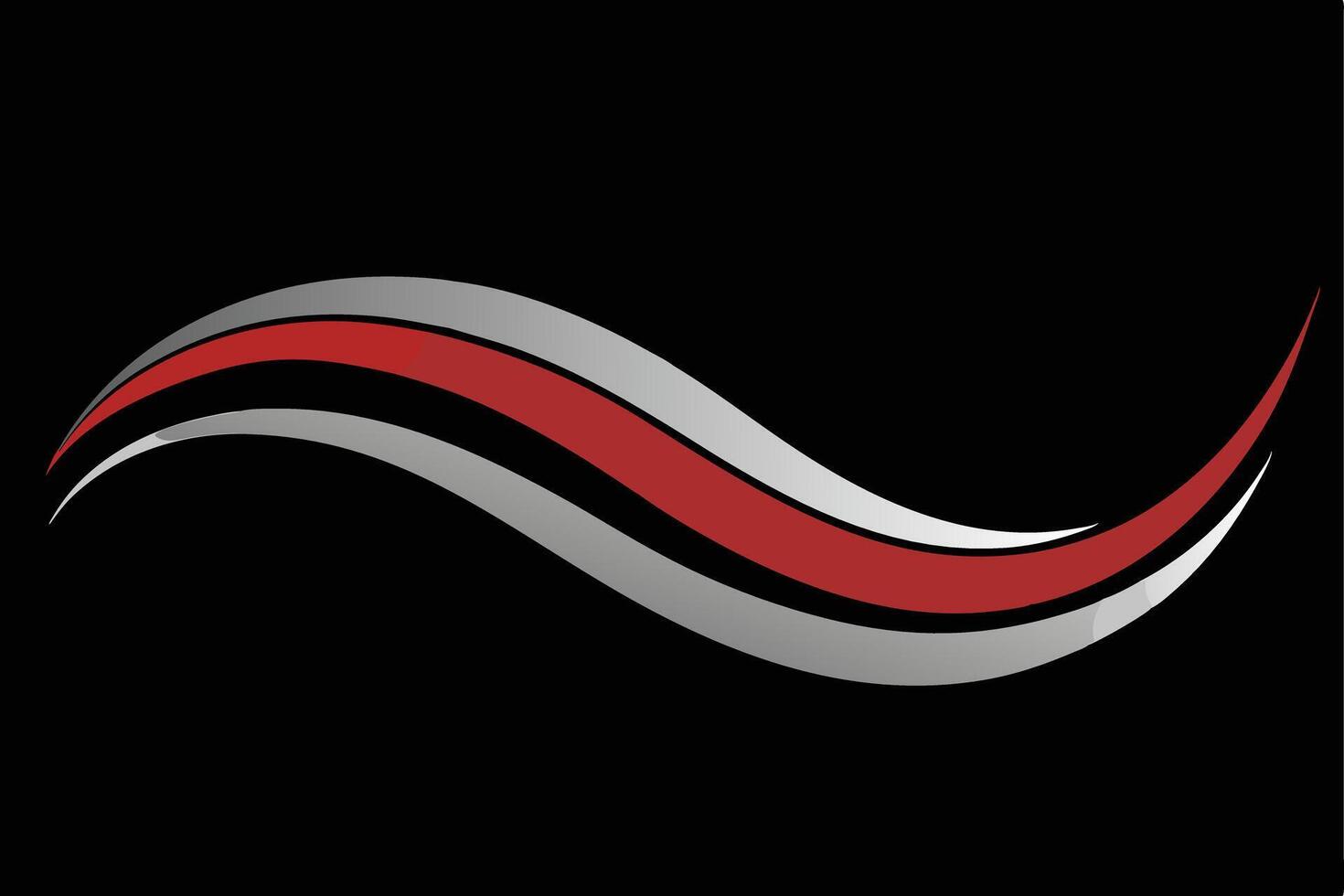 Abstract red and gray wave design on black background. vector
