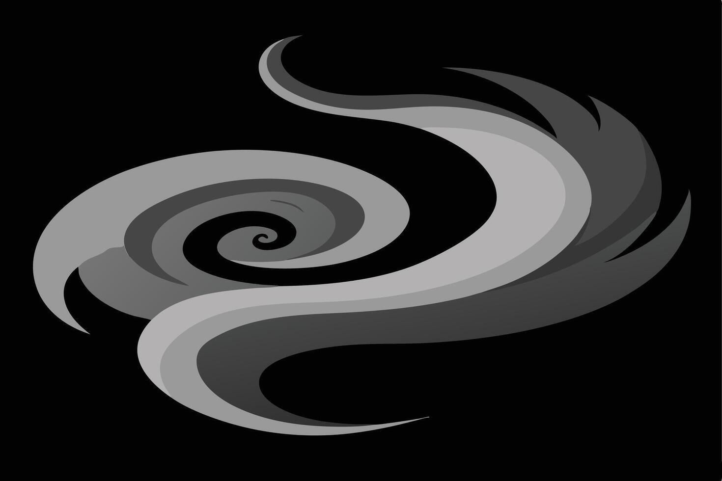 Abstract Gray Spiral Design on Black Background. vector
