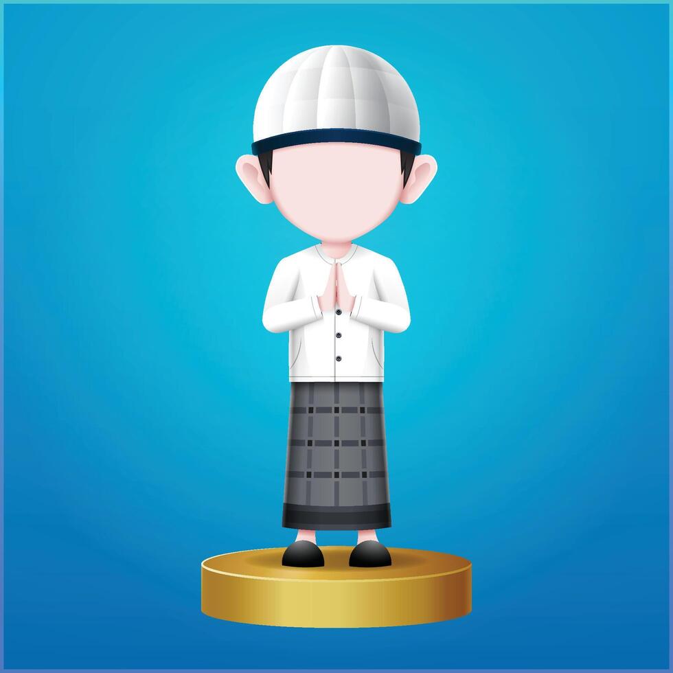 illustration of a Muslim wishing him a happy Eid al-Fitr vector