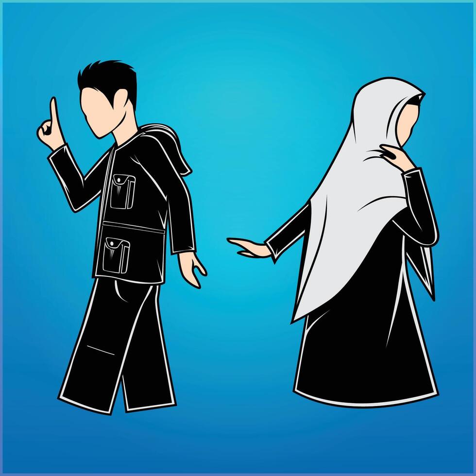 illustration of a couple who are arguing and are about to separate vector