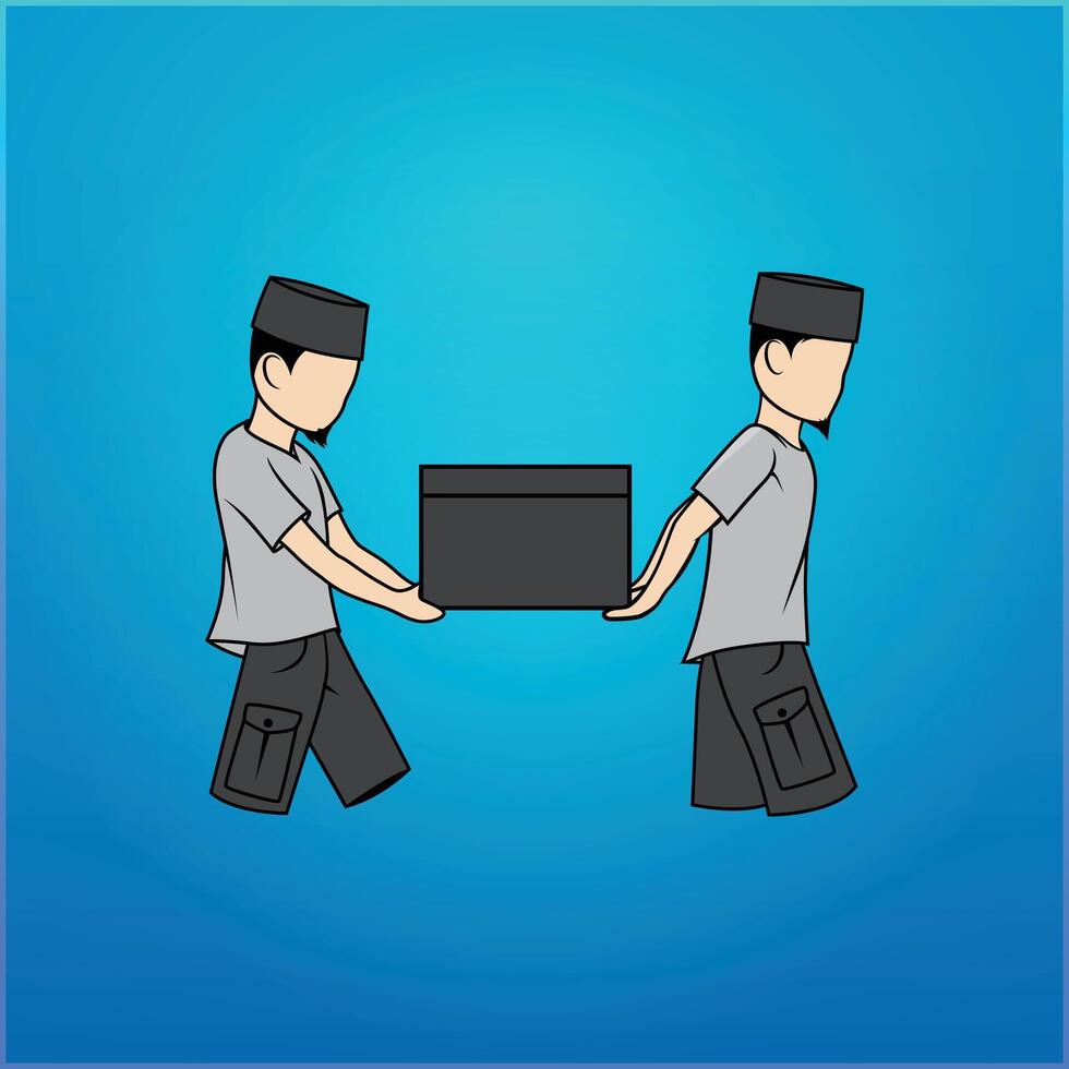 illustration of Muslims carrying things together vector