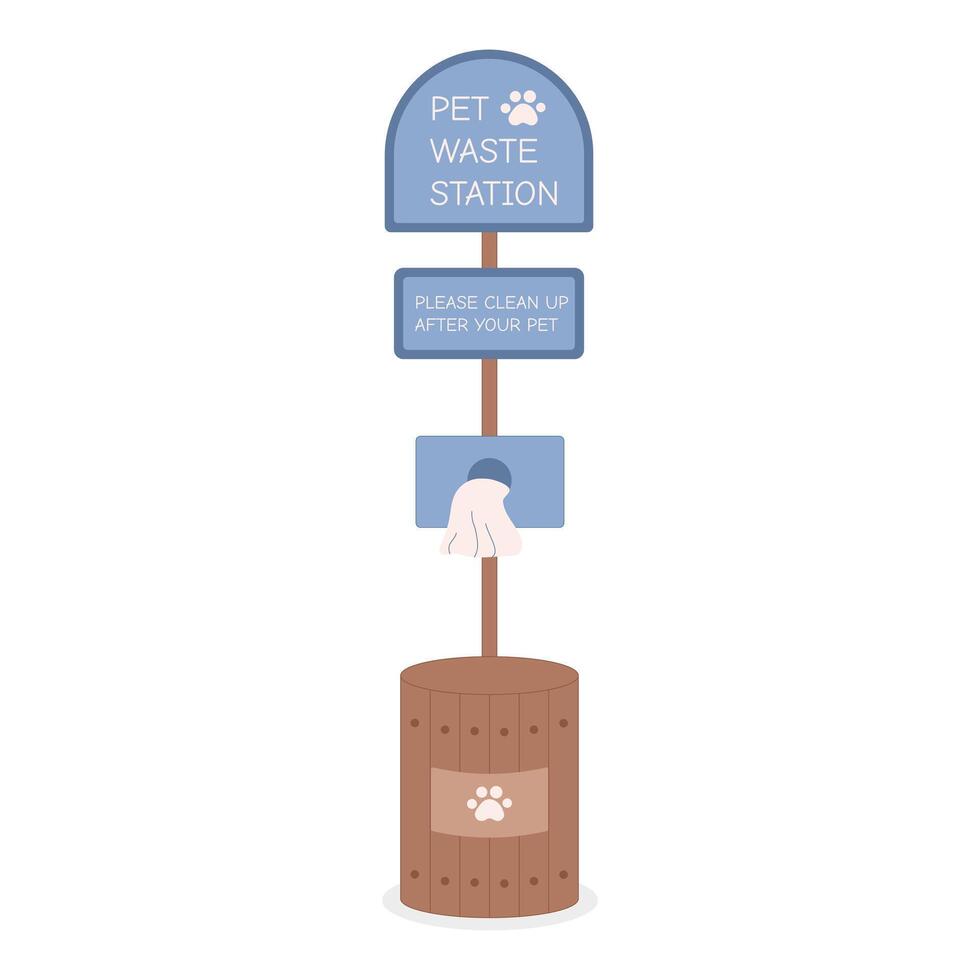 Pet Waste Station to Clean Up After Your Pet Illustration vector