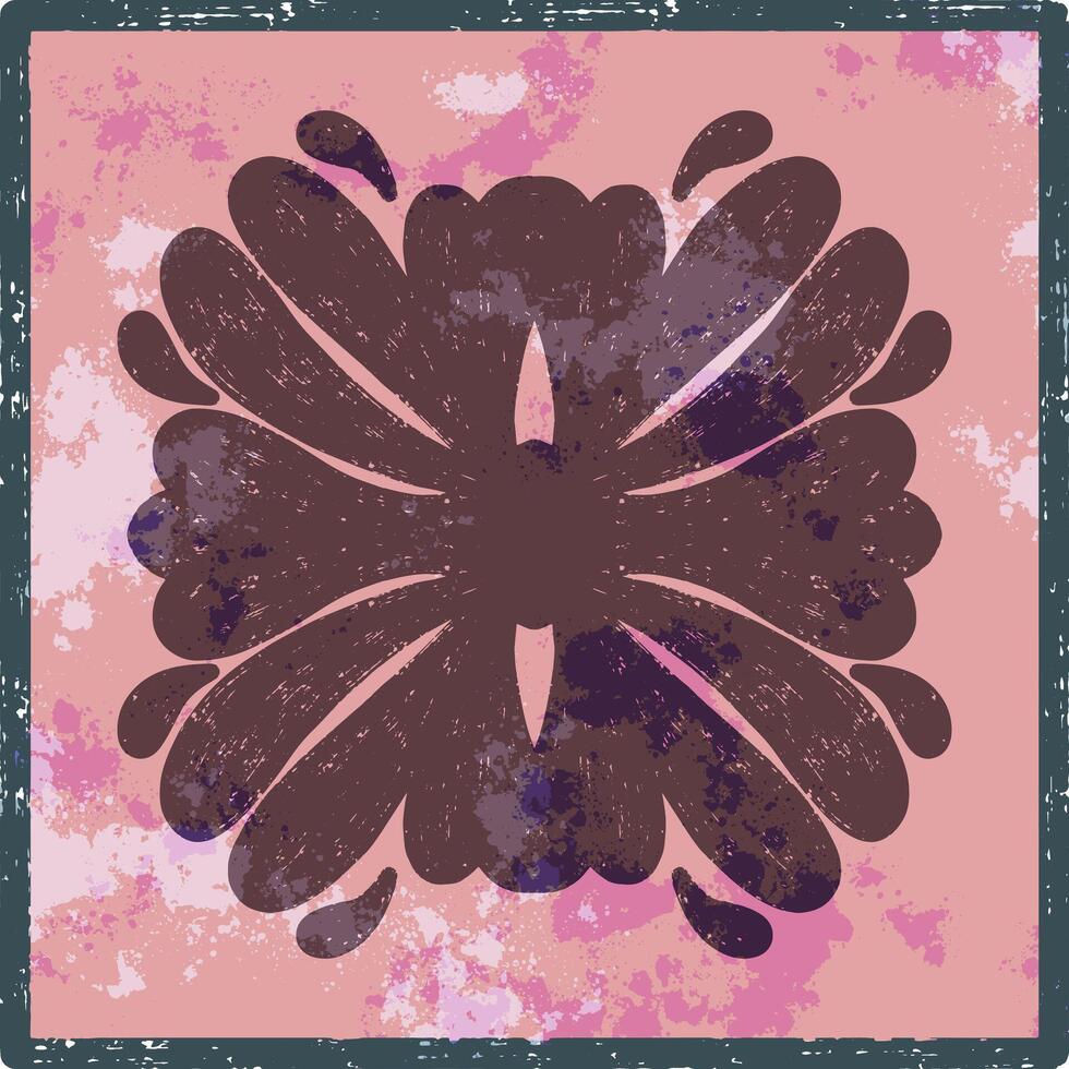 a grunge flower design on a pink background vector