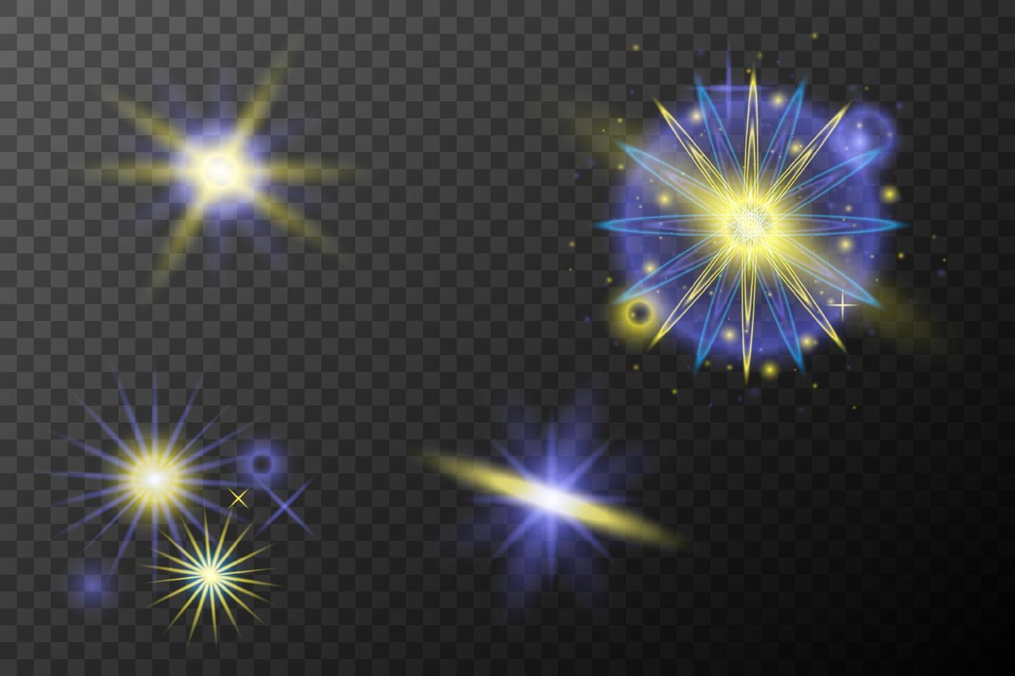 set of glowing stars and light effects background vector