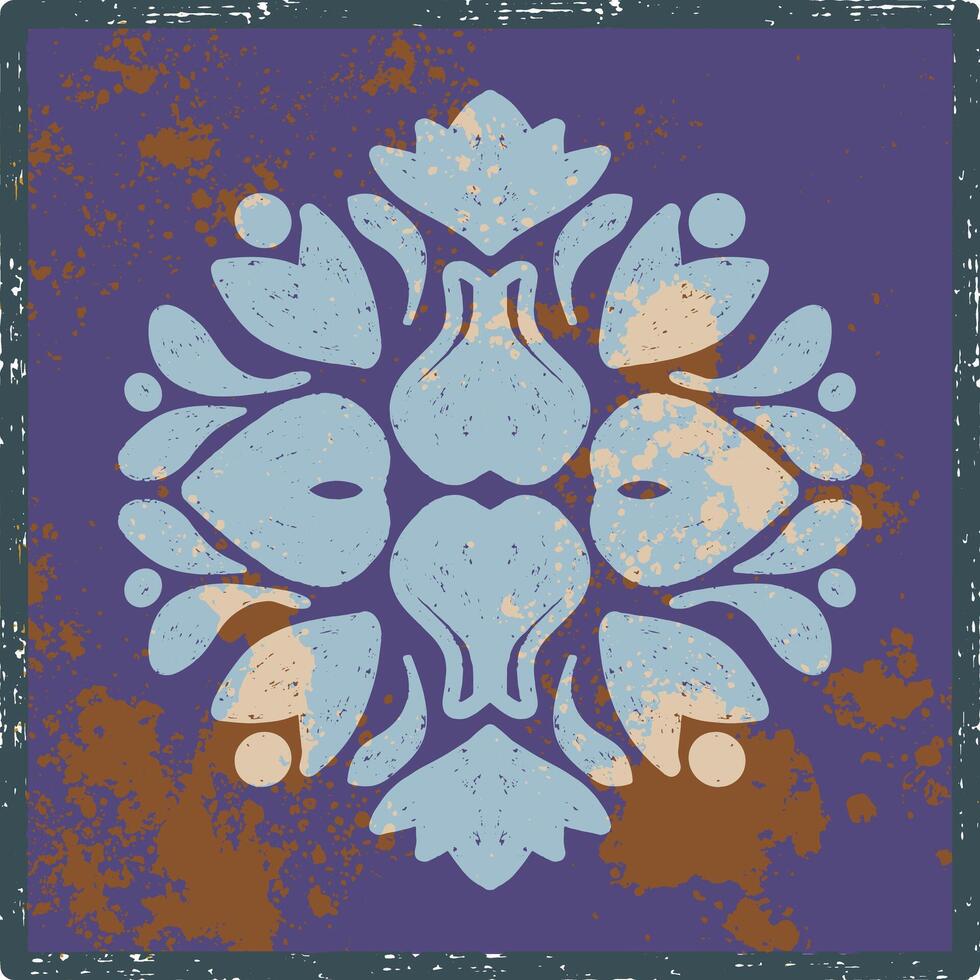 an abstract design with flowers on a purple background vector