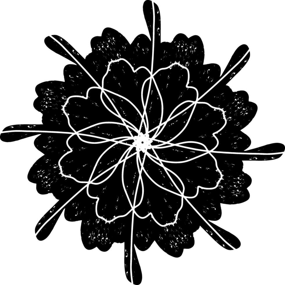 a black and white drawing of a flower vector