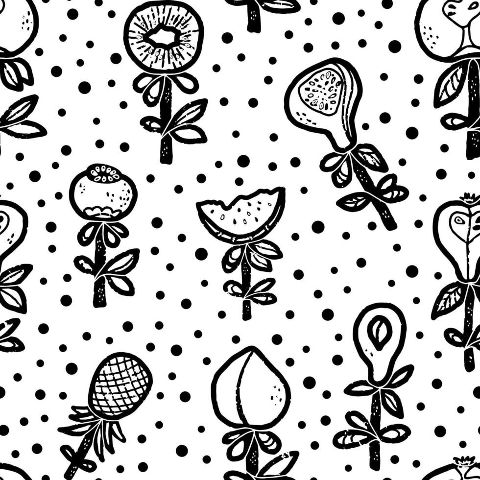 seamless pattern with flowers and leaves vector