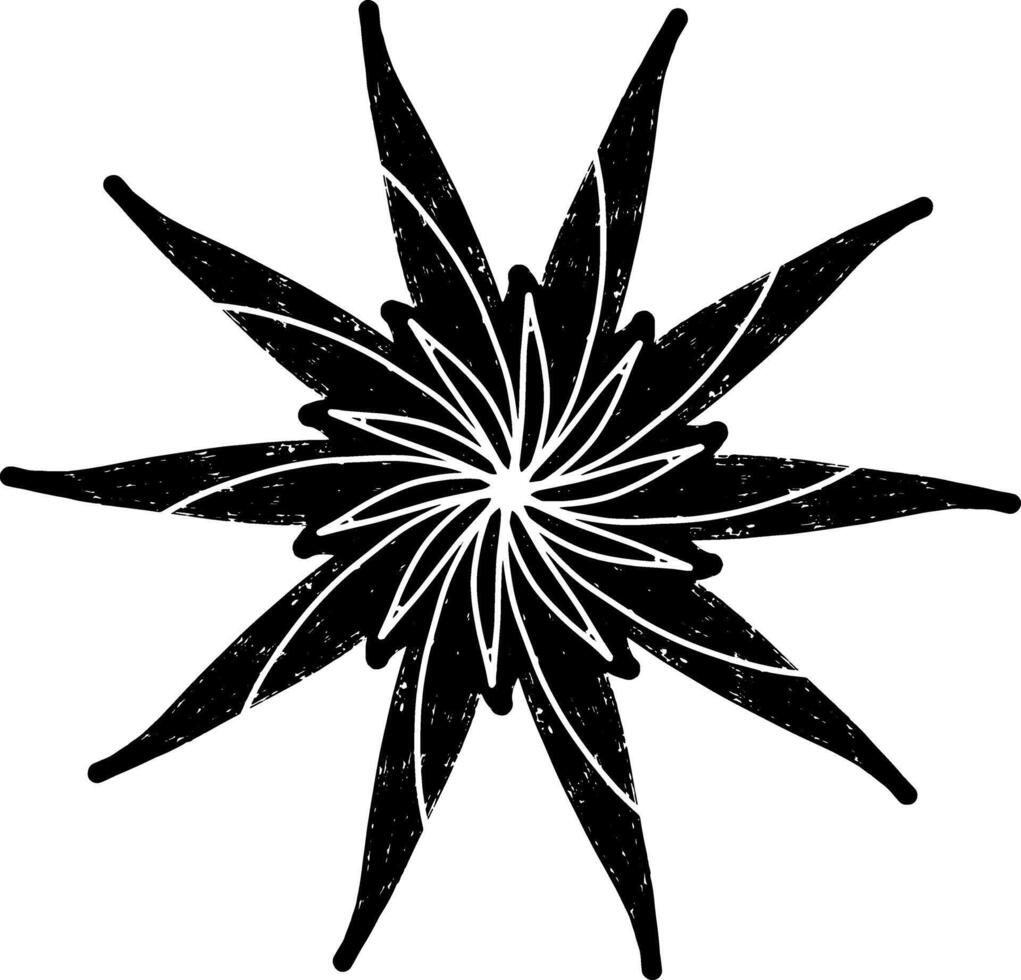 a black and white drawing of a starburst vector