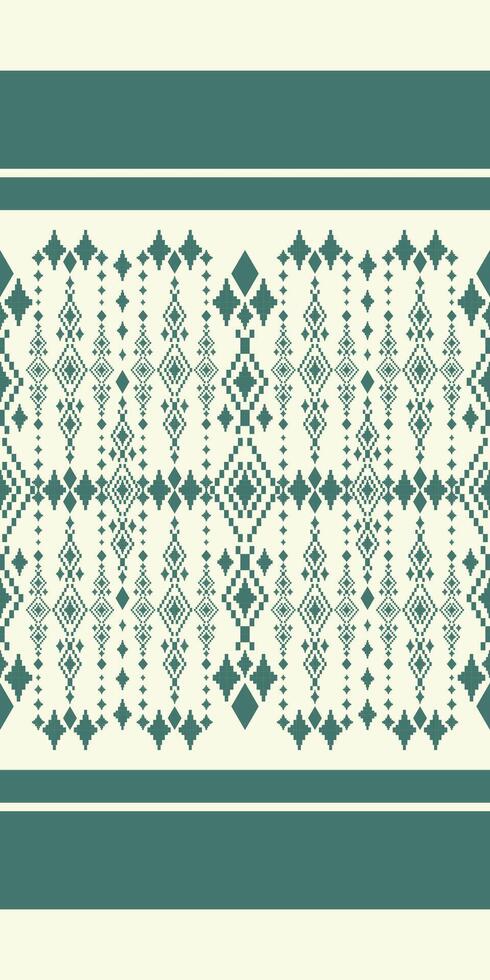 Elegance Exquisitely Abstract Geometric Royal Detailed Ethnic Seamless Pattern Border, Ancient Greek Native American tribal fabric tiles carpet design green ornament weaves on beige background vector