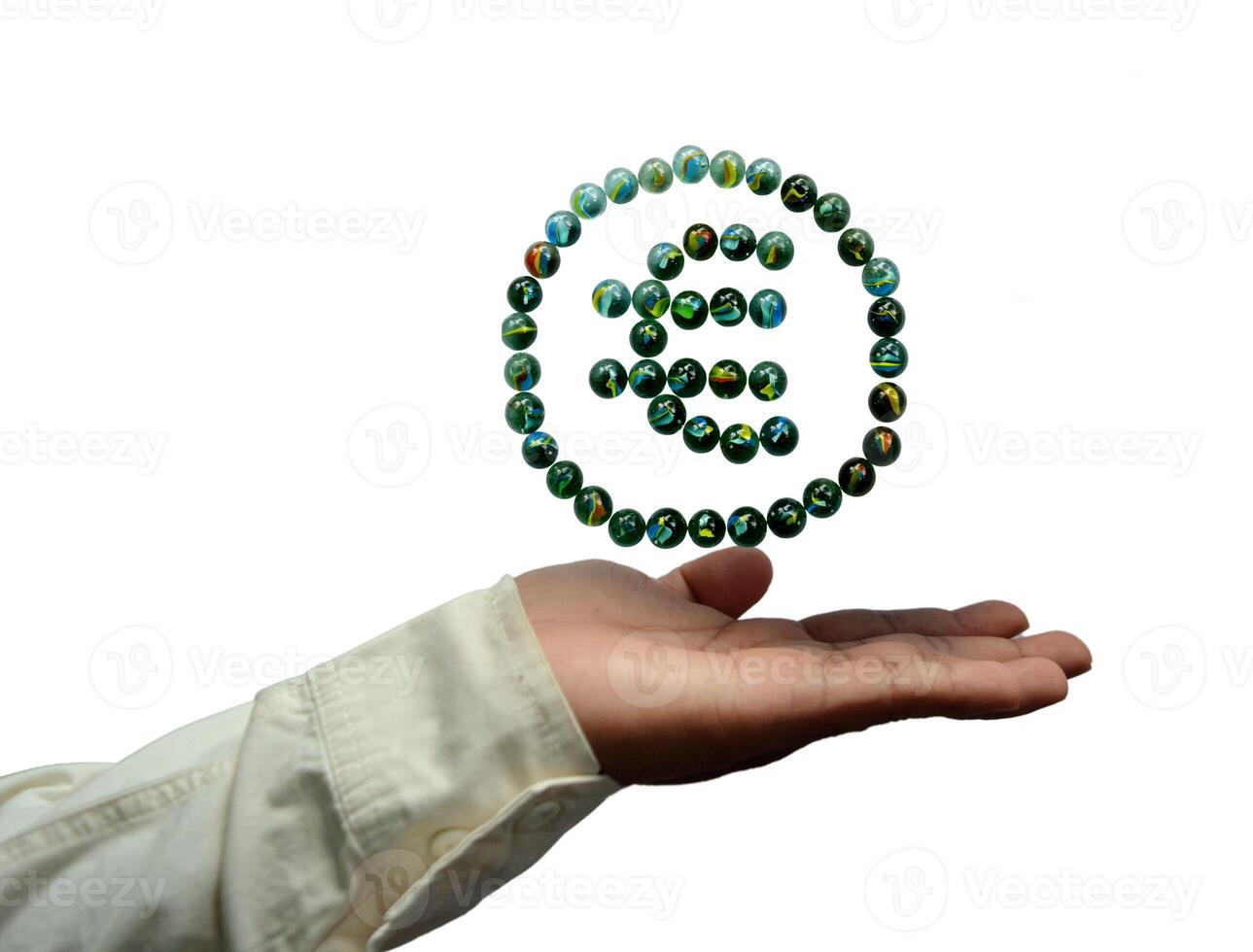 Euro sign above a man's palm. photo