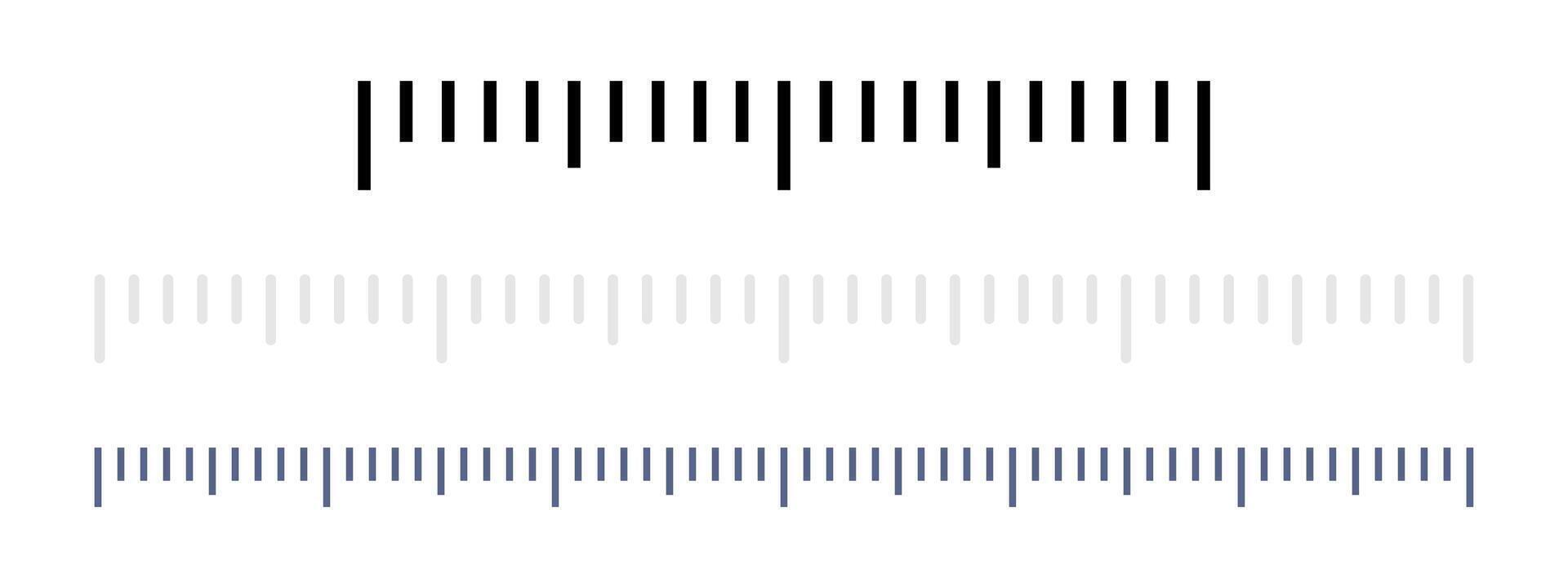 Ruler marking template illustration. Horizontal measure unit indicator icon. Centimetre or inch straight gradation metric. Length measurement ruler graph. Line precision geometric equipment. vector