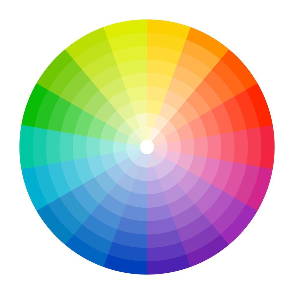 Color scheme circle. Color palette illustration. Primary colours full spectrum wheel. Rainbow hue round diagram. Complementary colors mixing circular infographic. Colorful chromatic sample. vector