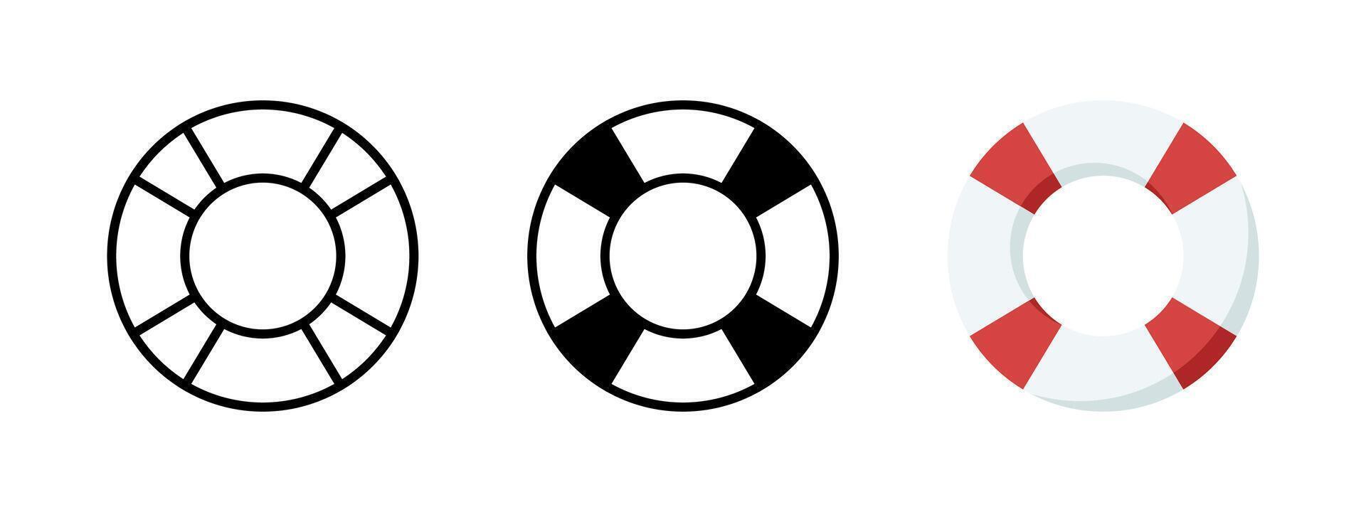 Lifebuoy icon. Inflatable ring illustration. Bay watch lifeguard symbol. Rescue buoy emergency concept. Sea guard nautical aid pictogram. SOS sign isolated. vector